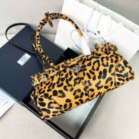 Prada Medium Leather Handbag Leopard Print