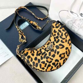 Prada Arqué Leopard Print Shoulder Bag